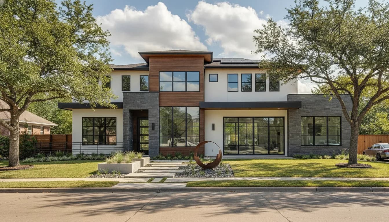 Modern Dallas home with custom vinyl replacement windows and professional installation