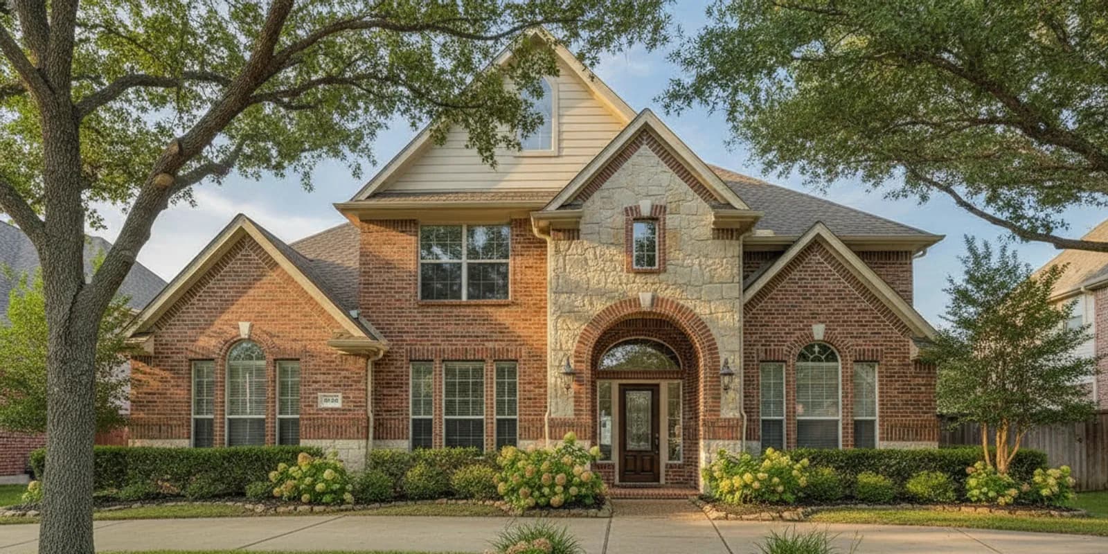 Arched-top windows bringing natural light into a Dallas-Fort Worth home
