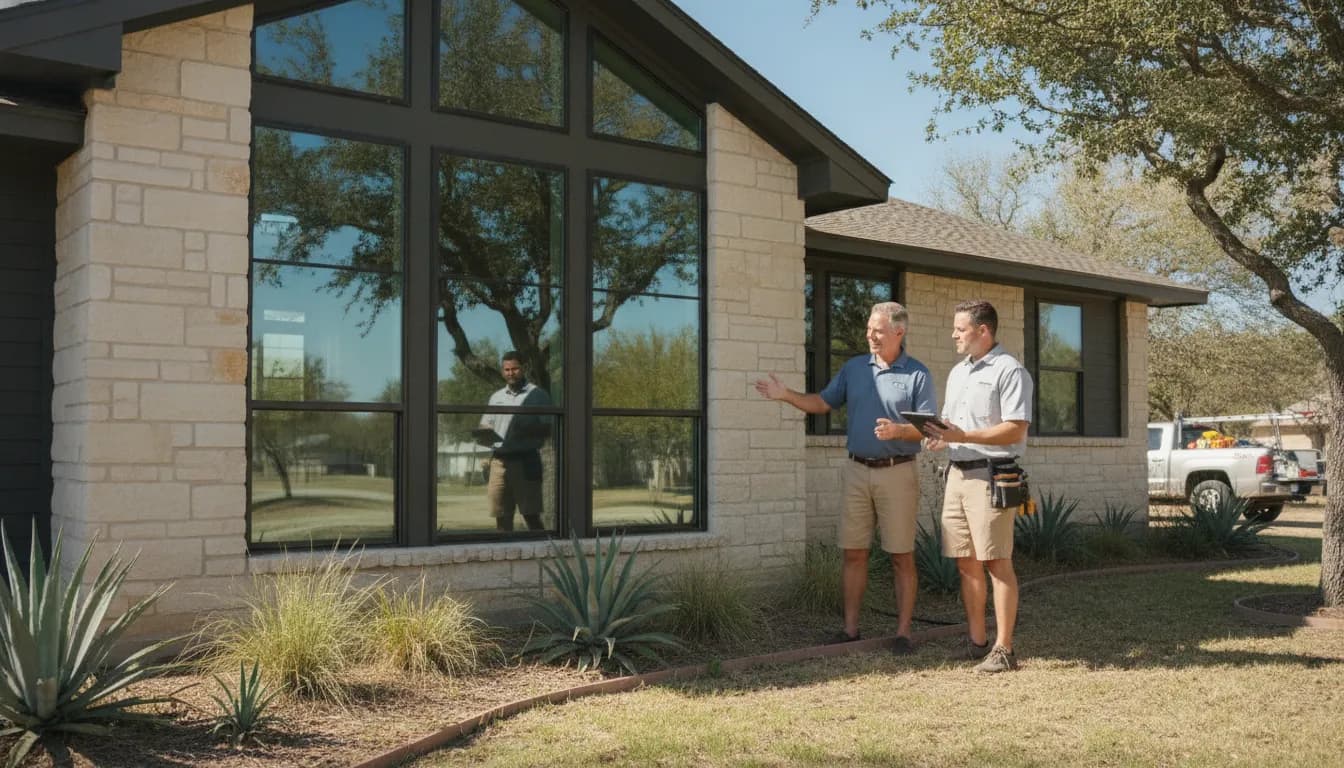 Energy efficient windows texas homeowners are reviewing during a professional installation consultation