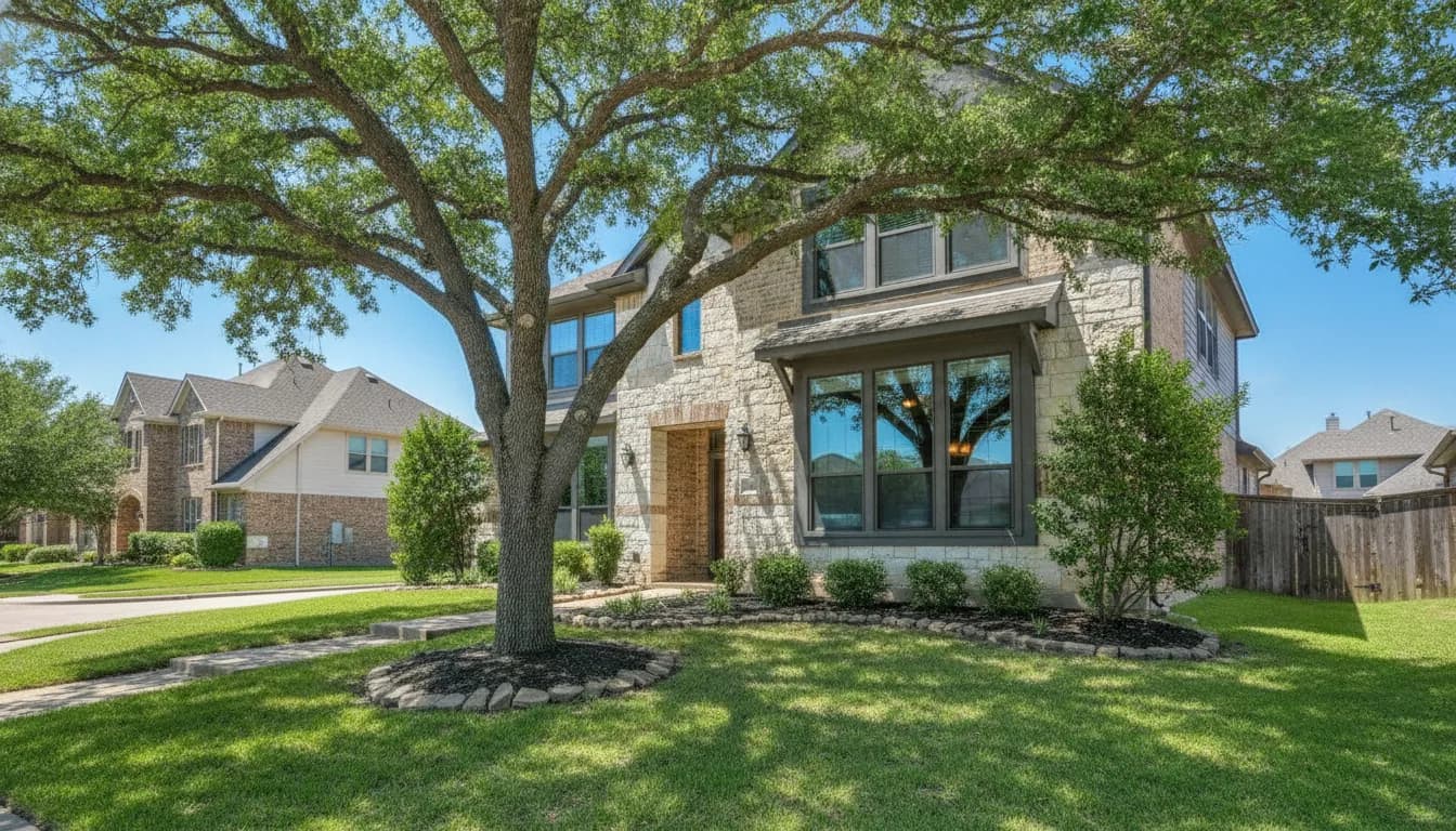 Energy-efficient windows managing bright summer sunlight at a Texas home