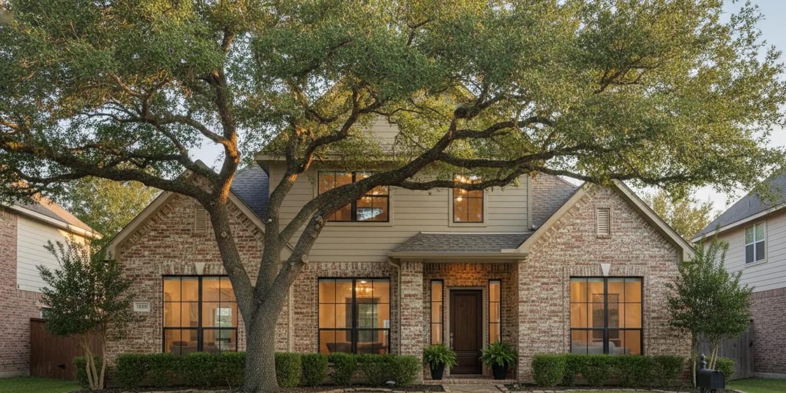 A Dallas-Fort Worth home with several newly replaced windows viewed from the front yard